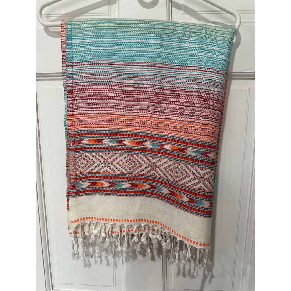 Colorful Striped Indian Shawl/Scarf /Wrap with Fringe
